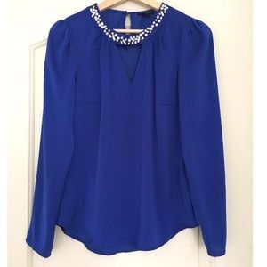 ❄️ROYAL BLUE I HEART RONSON BLOUSE❄️- size s